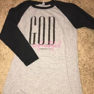 “God is faithful” raglan tee